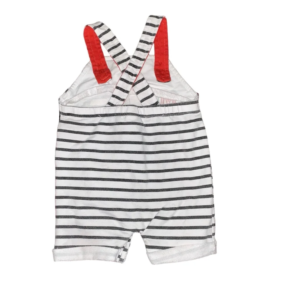 Disney Baby Mickey Mouse Striped Overalls 12 Months White Black